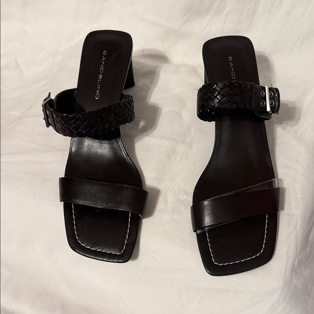 Bandolino Dark Brown Woven Strap Sandals